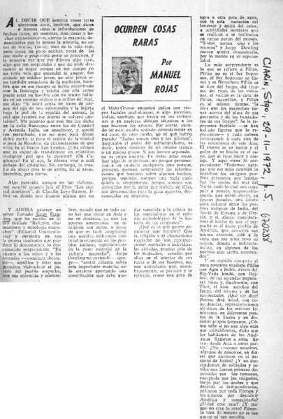 Ocurren cosas raras  [artículo] Manuel Rojas