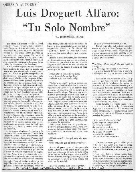 "Tu solo nombre"  [artículo] Hernán del Solar