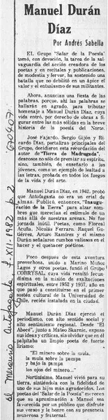 Manuel Durán Díaz  [artículo] Andrés Sabella