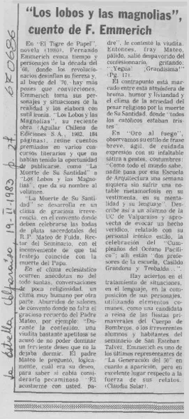 Los lobos y las magnolias", cuento de F. Emmerich.  [artículo]