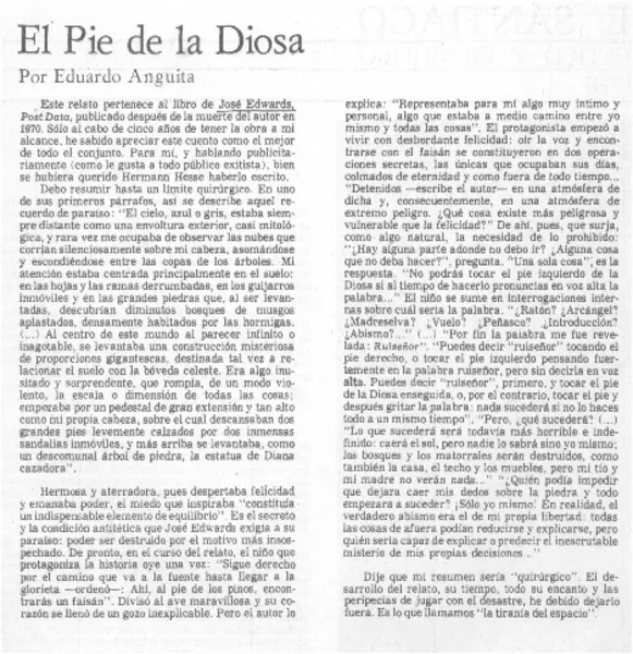 El pie de la diosa  [artículo] Eduardo Anguita.