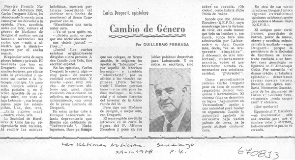 Cambio de género  [artículo] Guillermo Ferrada.