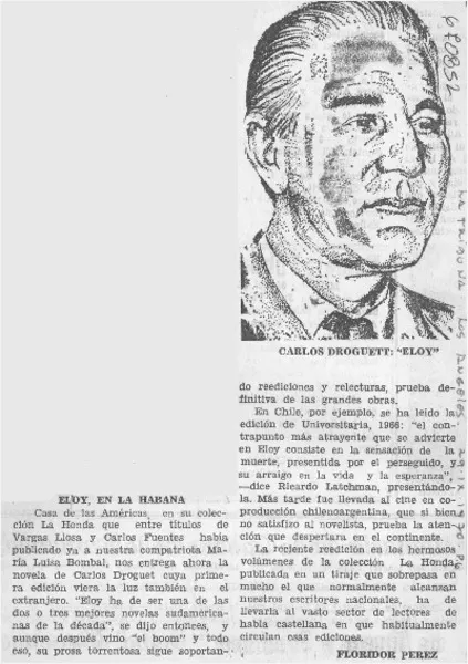 Eloy, en La Habana  [artículo] Floridor Pérez.