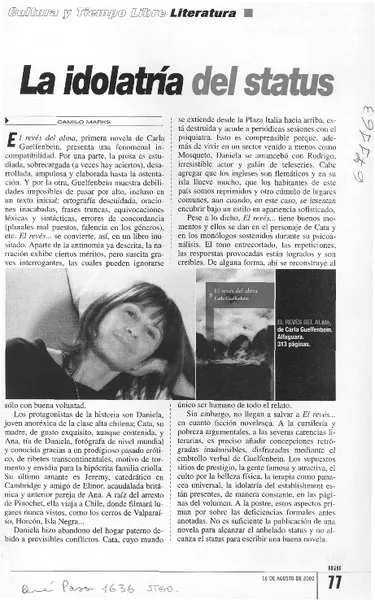 La idolatría del status  [artículo] Camilo Marks.