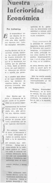 Nuestra inferioridad económica  [artículo] Galvarino.