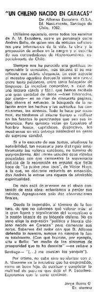 Un chileno nacido en Caracas  [artículo] Jaime Ibarra G.