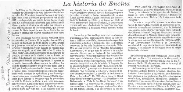 La historia de Encina  [artículo] Rubén Enrique Concha A.