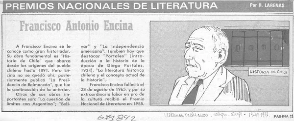 Francisco Antonio Encina  [artículo] H. Larenas.