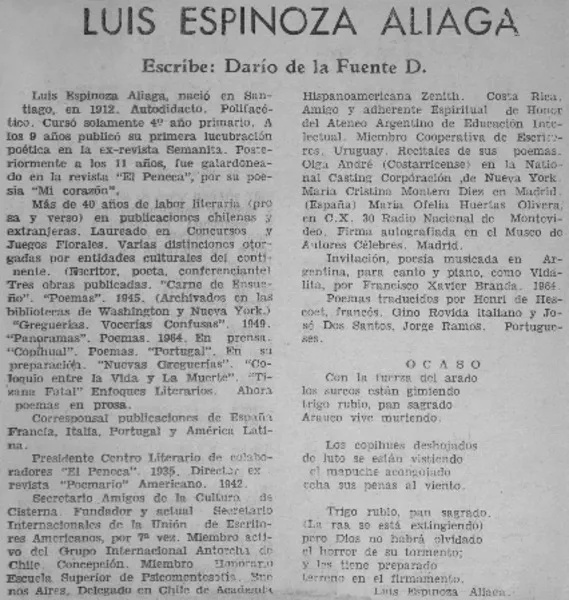 Luis Espinoza Aliaga  [artículo] Darío de la Fuente D.