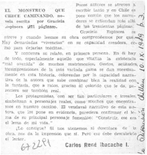 El monstruo que crece caminando  [artículo] Carlos René Ibacache I.
