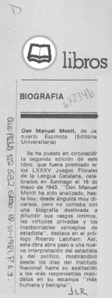 Don Manuel Montt.  [artículo]