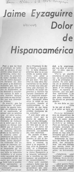 Jaime Eyzaguirre dolor de hispanoamérica.  [artículo]