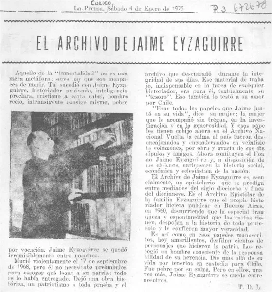 El archivo de Jaime Eyzaguirre.  [artículo]