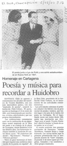 Poesía y música para recordar a Huidobro.  [artículo]