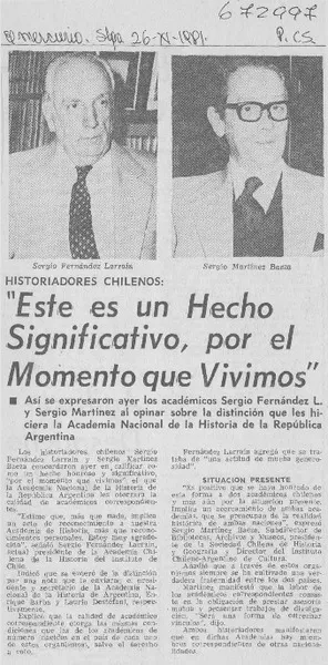 "Este es un hecho significativo, por el momento que vivimos".  [artículo]