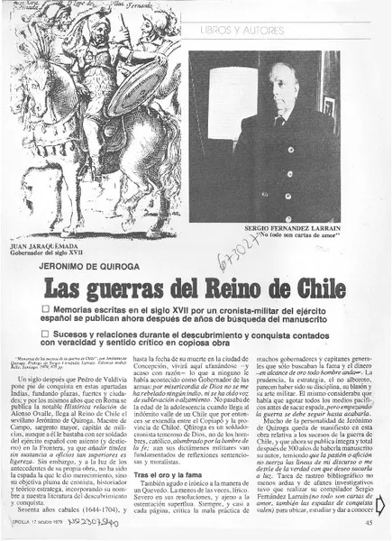 Las guerras del reino de Chile  [artículo] Jaime Quezada.