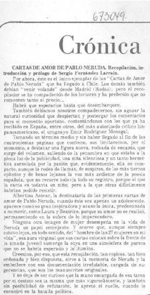 Cartas de amor de Pablo Neruda  [artículo] Alone.