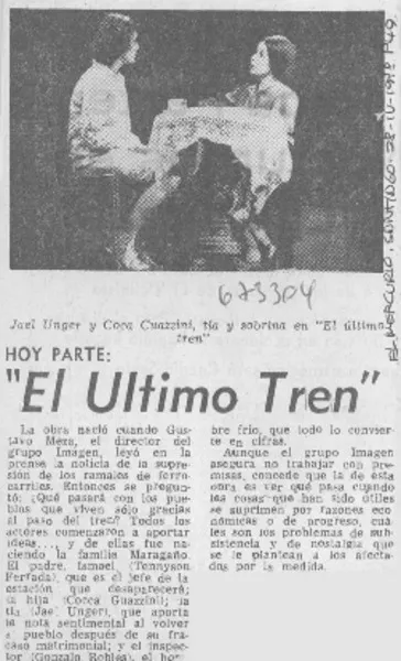Hoy parte: "El último tren".  [artículo]