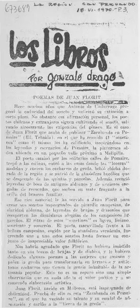 Poemas de Juan Florit  [artículo] Gonzalo Drago.