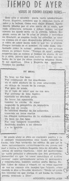 Tiempo de ayer  [artículo] Augusto Santelices.