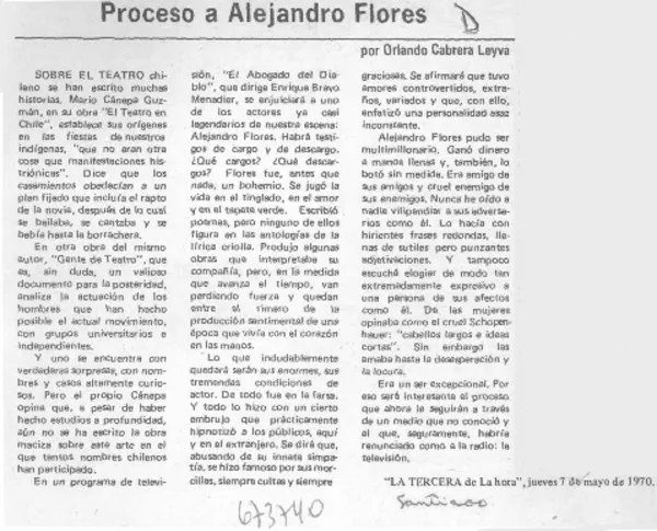 Proceso a Alejandro Flores  [artículo] Orlando Cabrera Leyva.