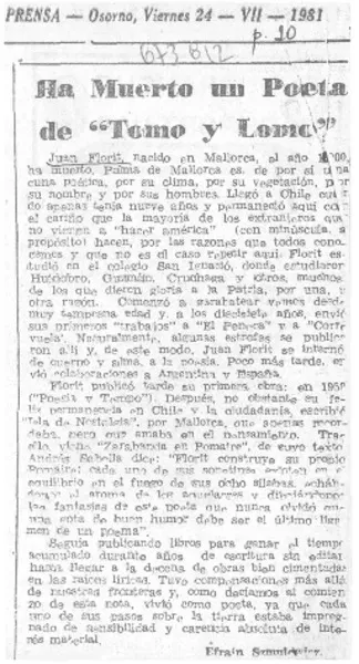 Ha muerto un poeta de "tomo y lomo"  [artículo] Efraín Szmulewicz.
