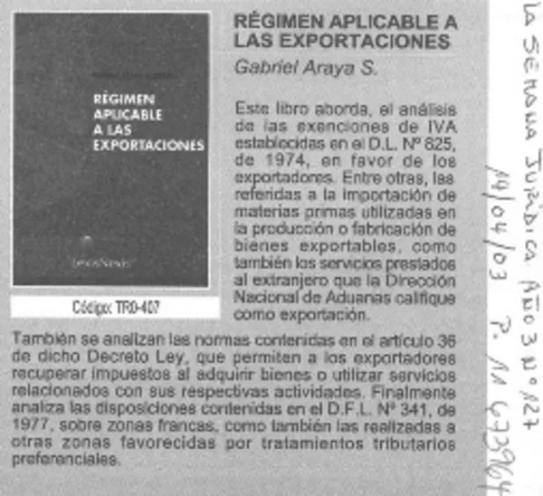 Régimen aplicable a las exportaciones.  [artículo]