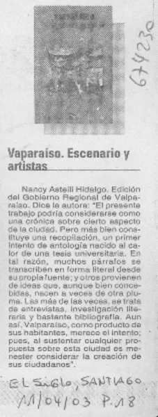 Valparaíso. Escenario y artistas.  [artículo]