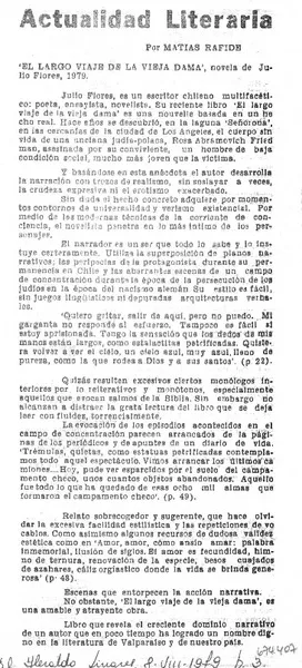 Actualidad literaria  [artículo] Matías Rafide.