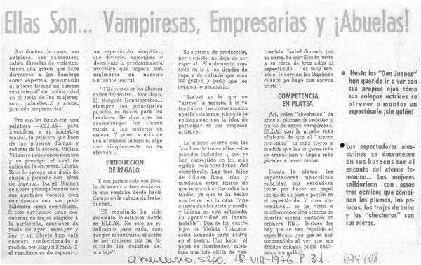 Ellas son -- vampiresas, empresarias y ¡abuelas!.  [artículo]