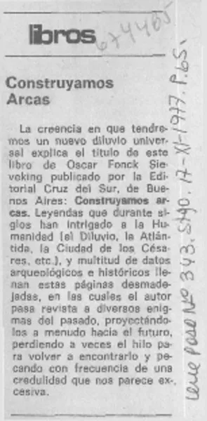 Construyamos arcas.  [artículo]