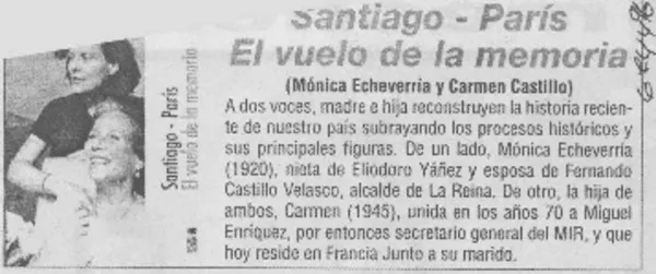 Santiago-París, el vuelo de la memoria.  [artículo]