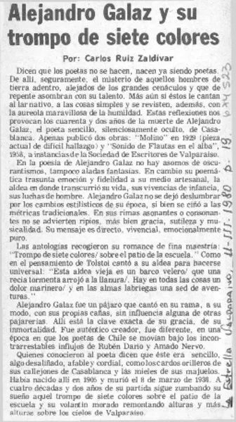 Alejandro Galaz y su trompo de siete colores  [artículo] Carlos Ruíz Galaz.