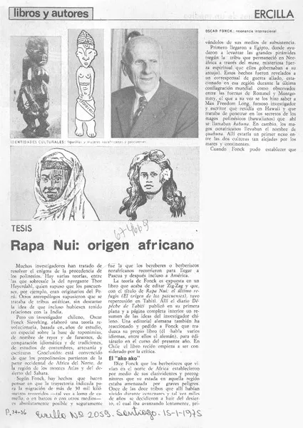 Rapa Nui, origen africano  [artículo]