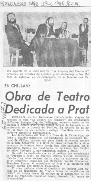 Obra de teatro dedicada a Prat.  [artículo]