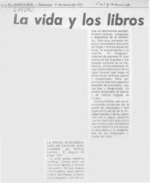 La Poesía superrealista de Vicente Aleixandre.  [artículo]