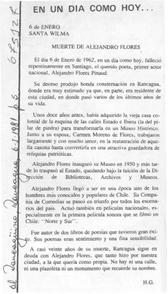 En un día como hoy --  [artículo] H. G.