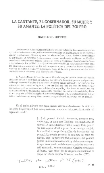 La cantante, el gobernador, su mujer y su amante  [artículo] Marcelo Fuentes.