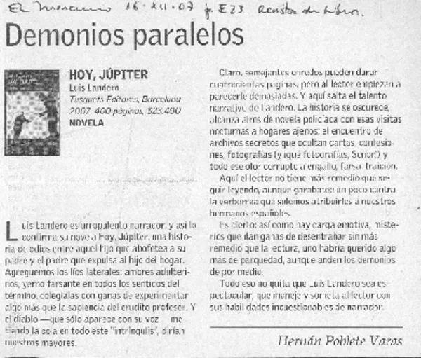 Demonios paralelos  [artículo] Hernán Poblete Varas.