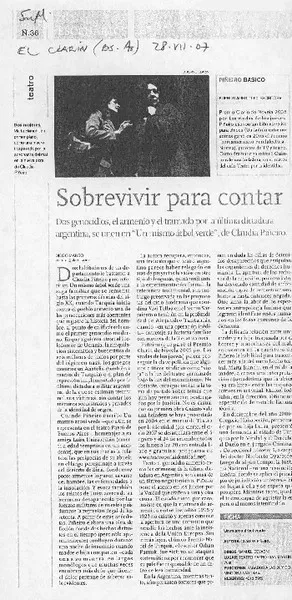 Sobrevivir para contar  [artículo] Diego Manso.