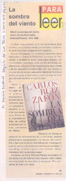 La sombra del viento  [artículo]Mz