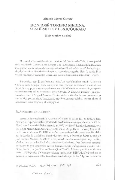 Académico y lexicógrafo  [artículo] Alfredo Matus Olivier.