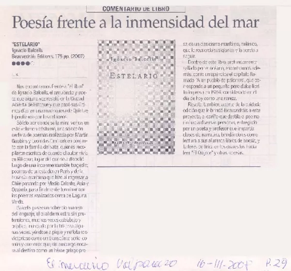 Poesía frente a la inmensidad del mar  [artículo]L.R.