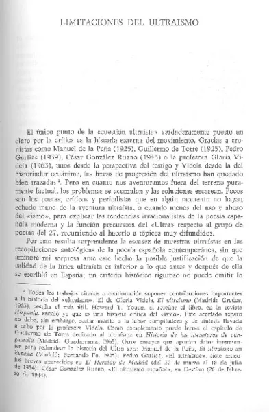 Limitaciones del Ultraísmo  [artículo] Germán Gullón.