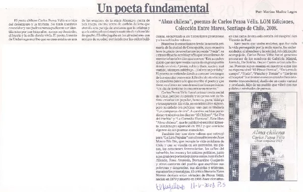 Un poeta fundamental  [artículo]Marino Muñoz Lagos.