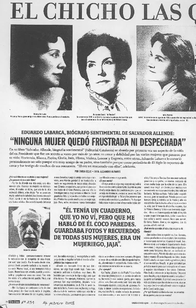 El chicho las quería a todas (entrevistas)  [artículo]Carla Celis.