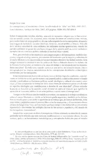 Los anarquistas y el movimiento obrero  [artículo] Juan Suriano.