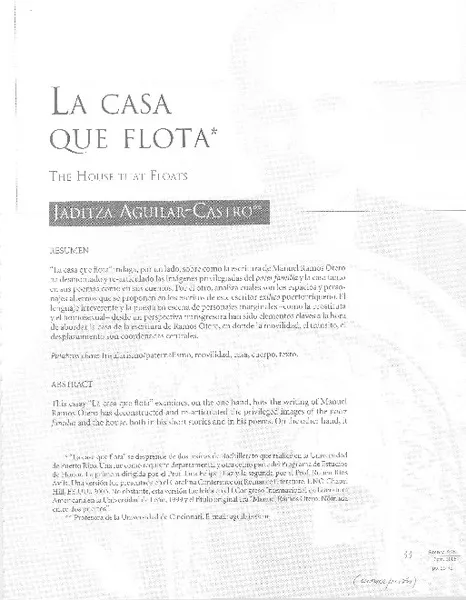 La casa que flota  [artículo] Jaditza Aguilar-Castro.