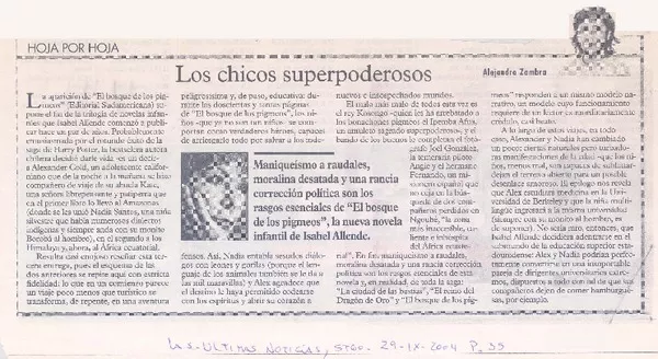 Los chicos superpoderosos  [artículo] Alejandro Zambra.