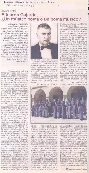 Eduardo Gajardo, ¿Un músico poeta o un poeta músico?  [artículo] Susana Pacheco Tirado.